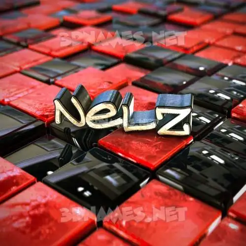 nelz in Red Checkered style - 3D name wallpaper