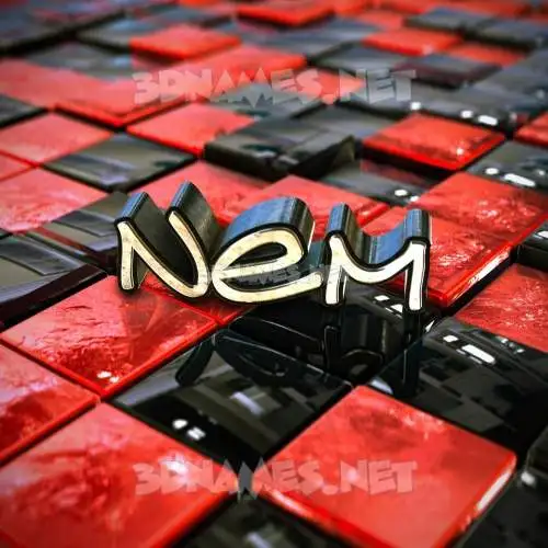 nem in Red Checkered style - 3D name wallpaper