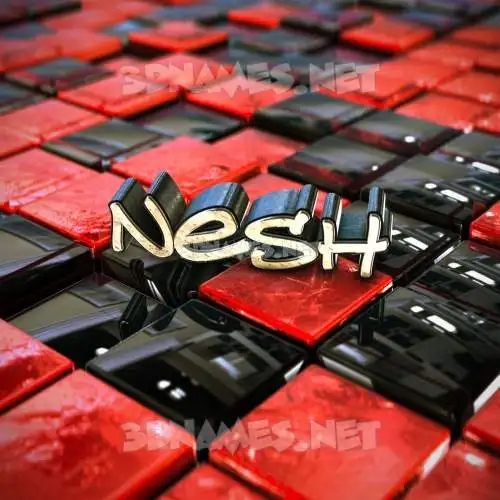 nesh in Red Checkered style - 3D name wallpaper