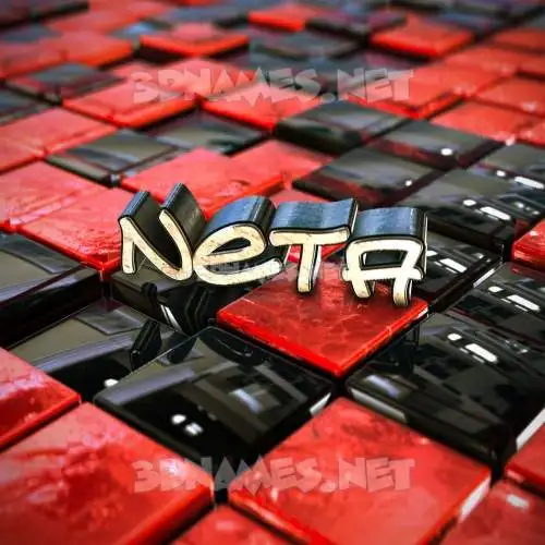 neta in Red Checkered style - 3D name wallpaper