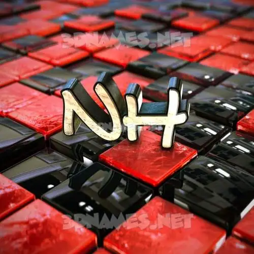 nh in Red Checkered style - 3D name wallpaper