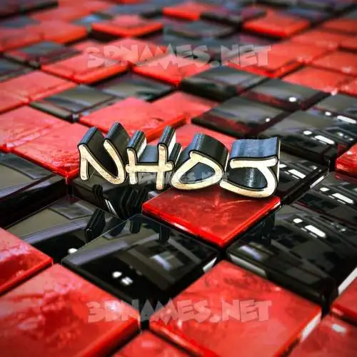 nhoj in Red Checkered style - 3D name wallpaper