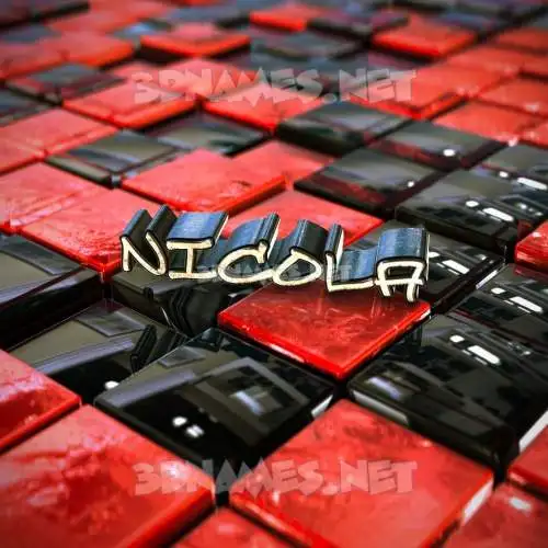 nicola in Red Checkered style - 3D name wallpaper