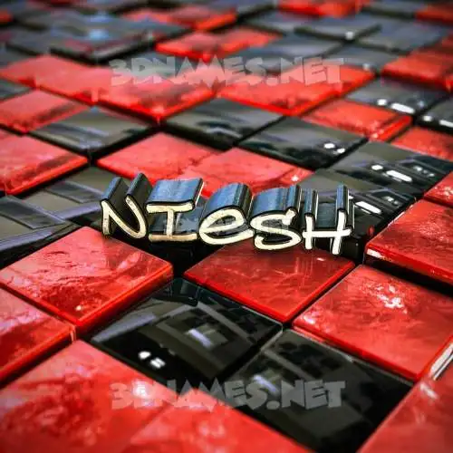 niesh in Red Checkered style - 3D name wallpaper niesh in Red Checkered style - 3D name wallpaper