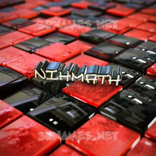nihmath in Red Checkered style - 3D name wallpaper