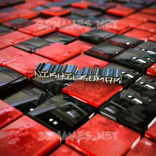 nikhilkumar in Red Checkered style - 3D name wallpaper