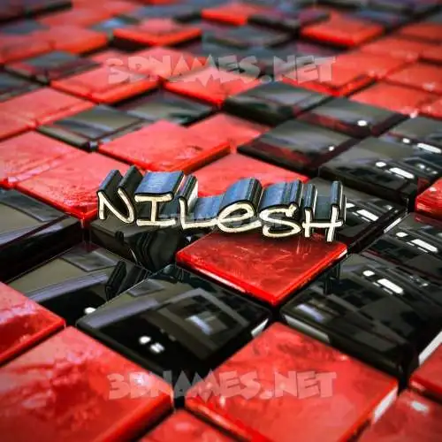 nilesh in Red Checkered style - 3D name wallpaper