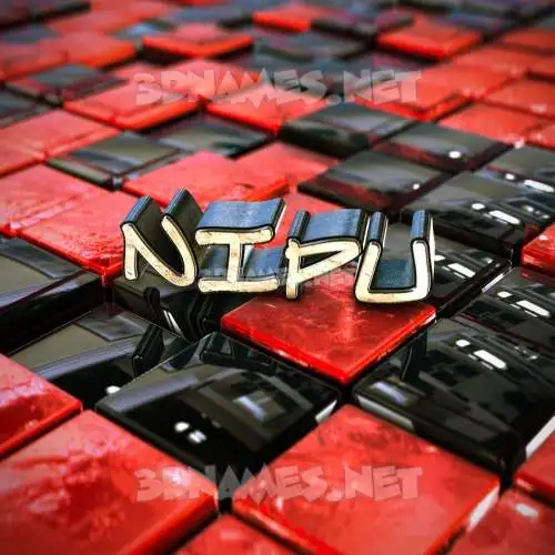 nipu in Red Checkered style - 3D name wallpaper