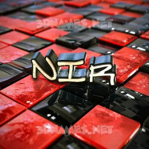 nir in Red Checkered style - 3D name wallpaper