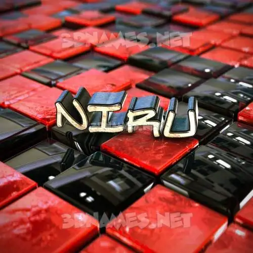 niru in Red Checkered style - 3D name wallpaper