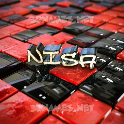 nisa in Red Checkered style - 3D name wallpaper