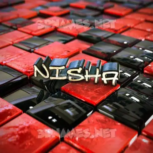 nisha in Red Checkered style - 3D name wallpaper
