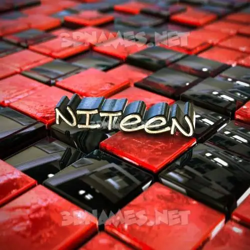 niteen in Red Checkered style - 3D name wallpaper