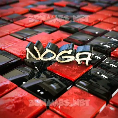 noga in Red Checkered style - 3D name wallpaper
