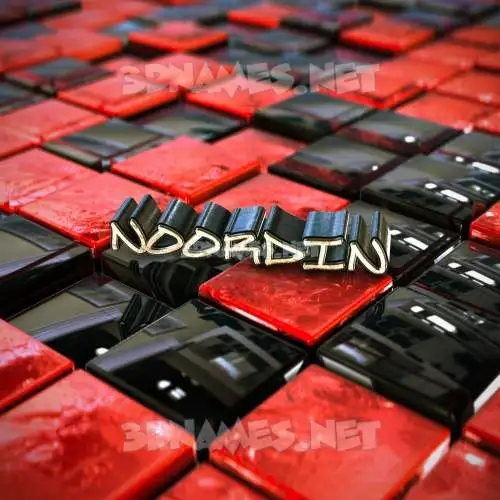 noordin in Red Checkered style - 3D name wallpaper