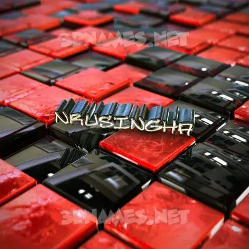 nrusingha in Red Checkered style - 3D name wallpaper