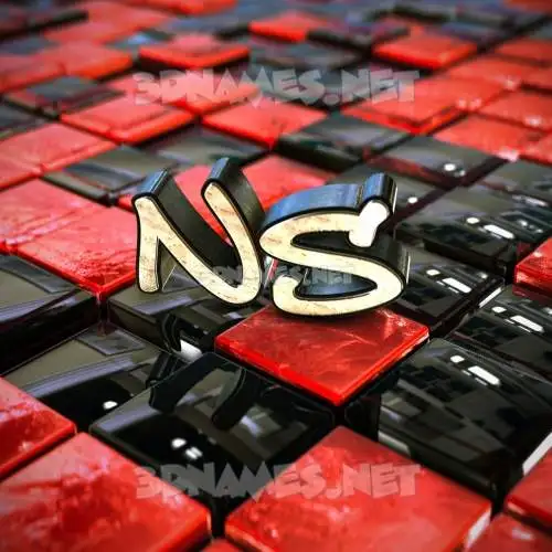 ns in Red Checkered style - 3D name wallpaper