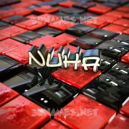 nuha in Red Checkered style - 3D name wallpaper
