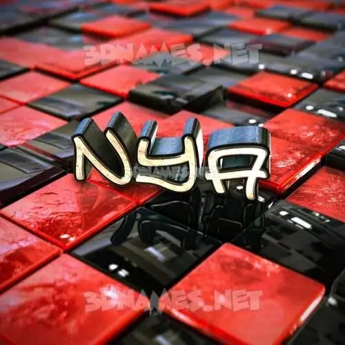 nya in Red Checkered style - 3D name wallpaper