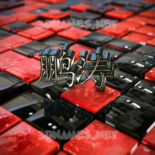 鹏涛 in Red Checkered style - 3D name wallpaper