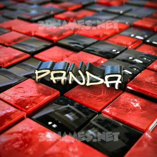 panda in Red Checkered style - 3D name wallpaper panda in Red Checkered style - 3D name wallpaper