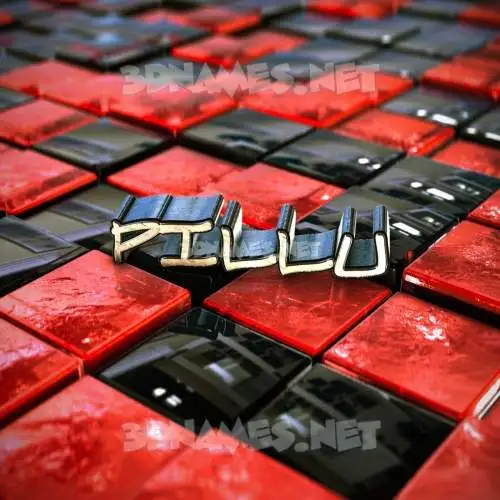 pillu in Red Checkered style - 3D name wallpaper