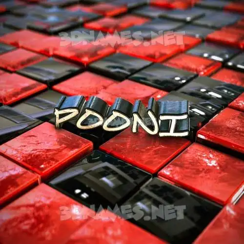 pooni in Red Checkered style - 3D name wallpaper pooni in Red Checkered style - 3D name wallpaper