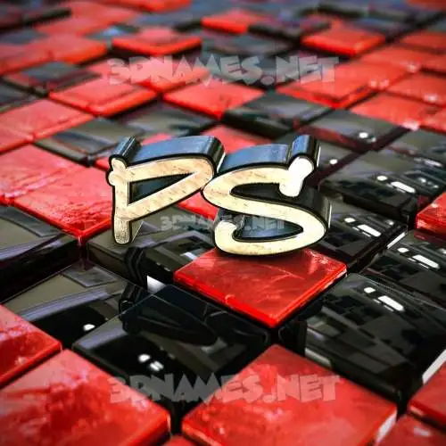 ps in Red Checkered style - 3D name wallpaper ps in Red Checkered style - 3D name wallpaper