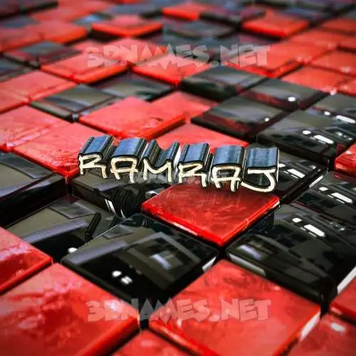 ramraj in Red Checkered style - 3D name wallpaper