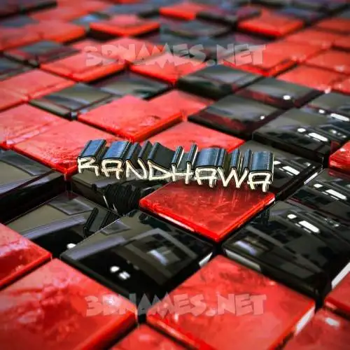 randhawa in Red Checkered style - 3D name wallpaper