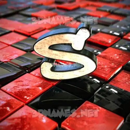s in Red Checkered style - 3D name wallpaper