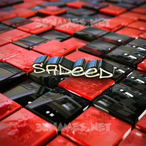 sadeed in Red Checkered style - 3D name wallpaper