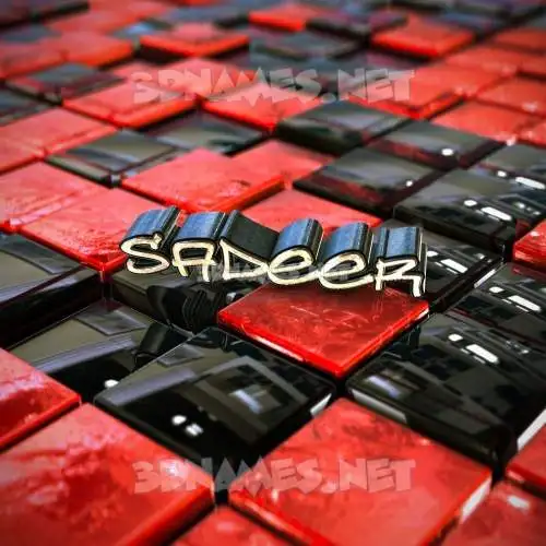 sadeer in Red Checkered style - 3D name wallpaper