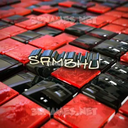 sambhu in Red Checkered style - 3D name wallpaper