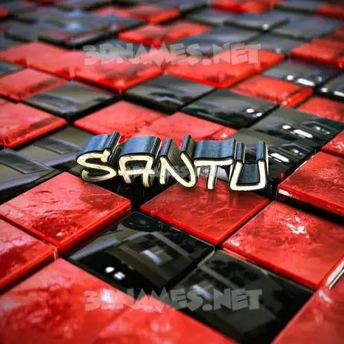 santu in Red Checkered style - 3D name wallpaper santu in Red Checkered style - 3D name wallpaper