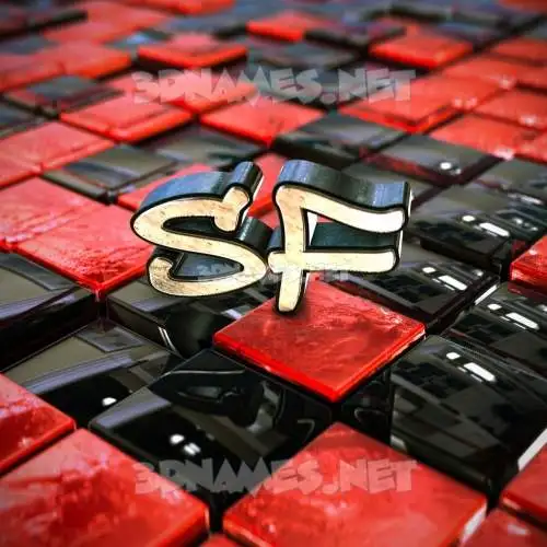 sf in Red Checkered style - 3D name wallpaper