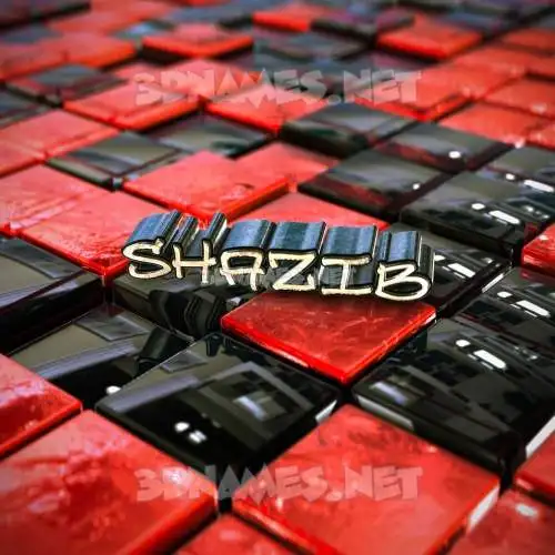 shazib in Red Checkered style - 3D name wallpaper