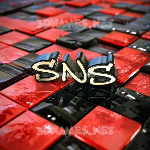 sns in Red Checkered style - 3D name wallpaper