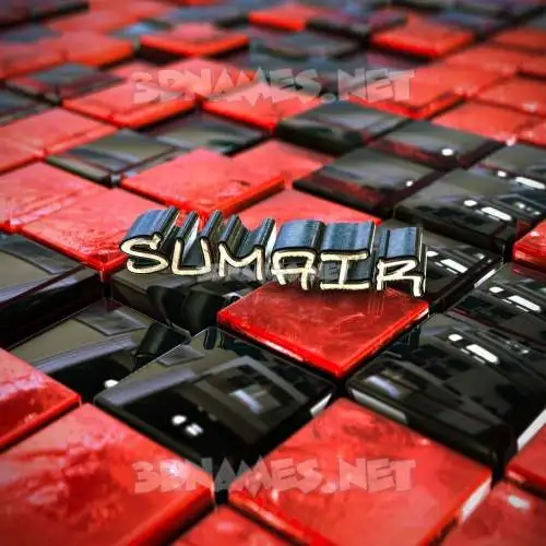 sumair in Red Checkered style - 3D name wallpaper