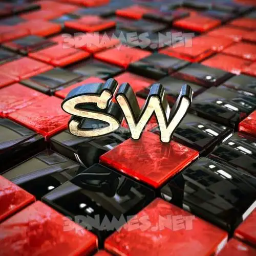 sw in Red Checkered style - 3D name wallpaper sw in Red Checkered style - 3D name wallpaper