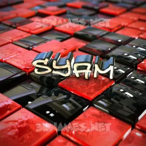 syam in Red Checkered style - 3D name wallpaper