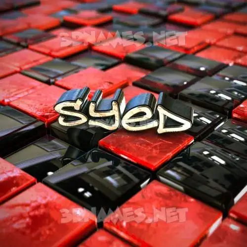 syed in Red Checkered style - 3D name wallpaper