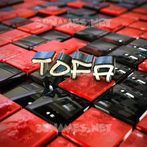 tofa in Red Checkered style - 3D name wallpaper tofa in Red Checkered style - 3D name wallpaper