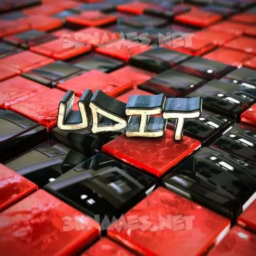 udit in Red Checkered style - 3D name wallpaper