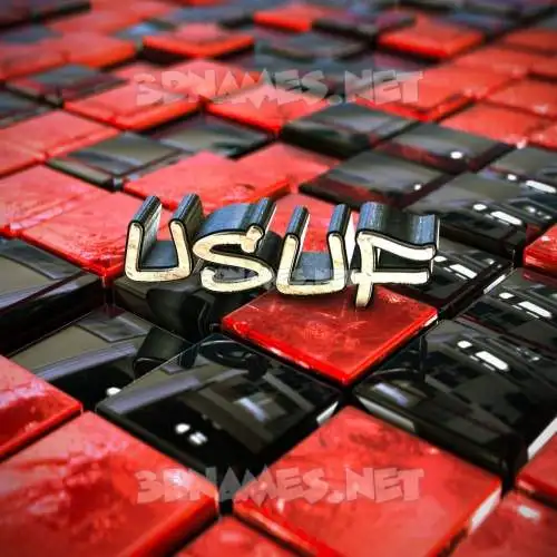 usuf in Red Checkered style - 3D name wallpaper usuf in Red Checkered style - 3D name wallpaper
