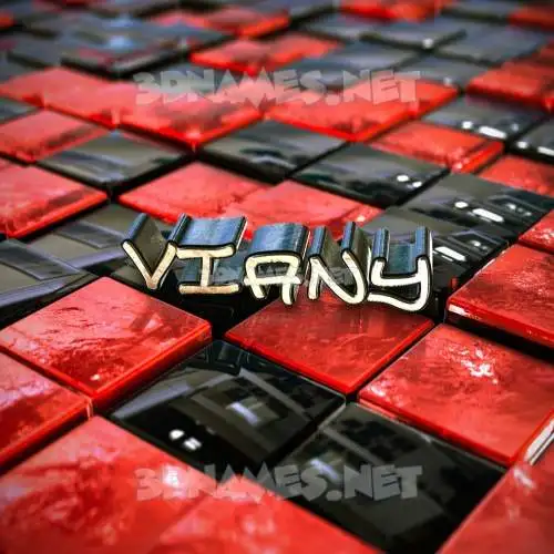viany in Red Checkered style - 3D name wallpaper