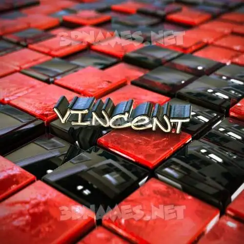 vincent in Red Checkered style - 3D name wallpaper