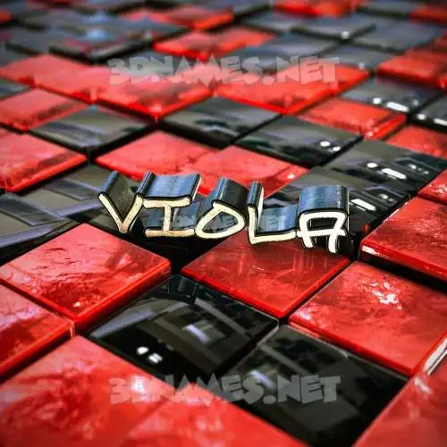 viola in Red Checkered style - 3D name wallpaper