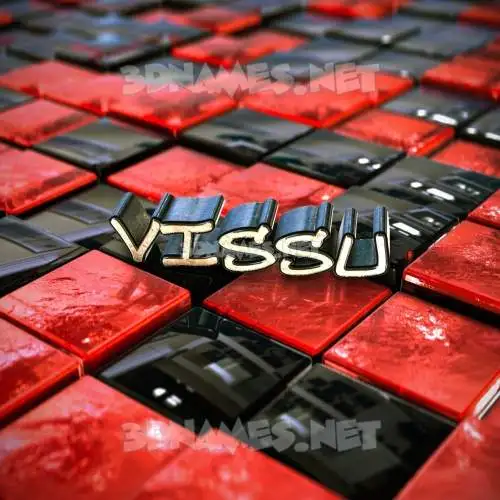 vissu in Red Checkered style - 3D name wallpaper vissu in Red Checkered style - 3D name wallpaper
