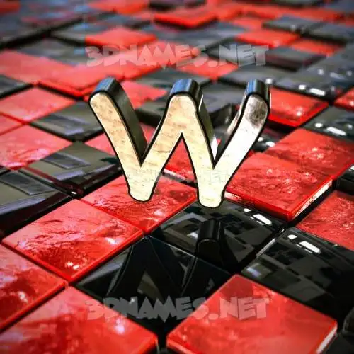 w in Red Checkered style - 3D name wallpaper
